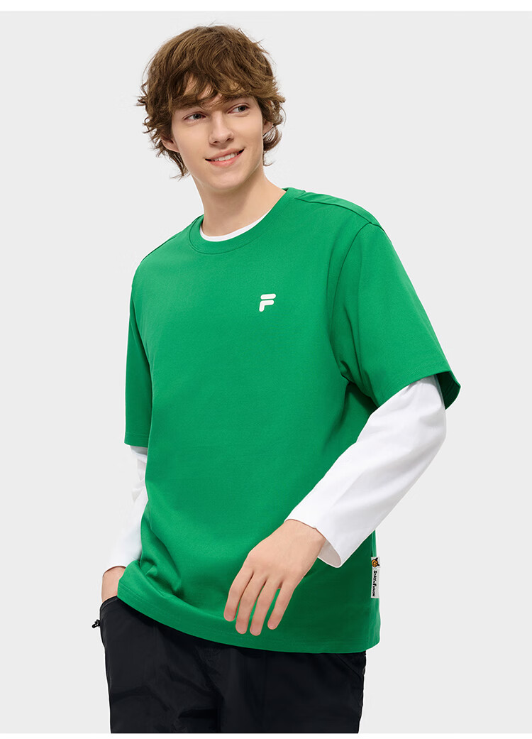 FILA FUSION Fashion Brand Zhang Hao Couple Knit Short Sleeve Shirt 2026 Spring Casual Loose Pure Cotton T-Shirt 86