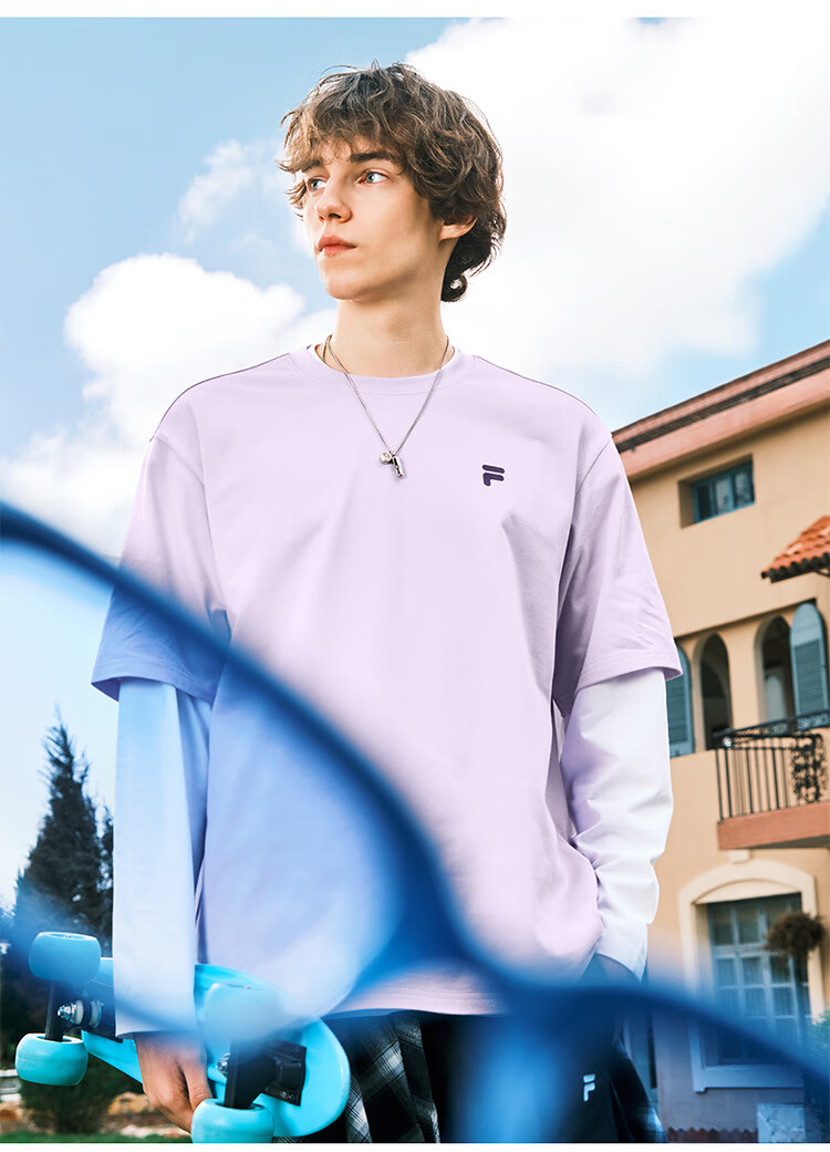 FILA FUSION Fashion Brand Zhang Hao Couple Knit Short Sleeve Shirt 2026 Spring Casual Loose Pure Cotton T-Shirt 55