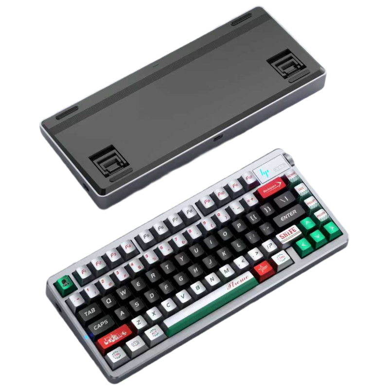 HP GT75 Mechanical Keyboard Wireless Wired Bluetooth Tri-Mode Gasket Custom Gaming Keyboard E-sports Computer Office 75-Key with Knob Quantum Silver Sundae Switch