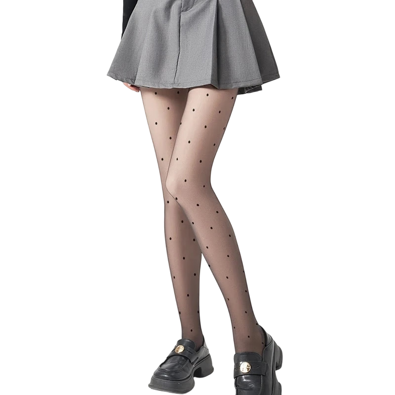 9i9 Sheer Polka Dot Black Stockings Women's Anti-Snag 0D High Transparency Durable Pantyhose Sexy Pure Desire Lingerie Socks 3-Pack S25