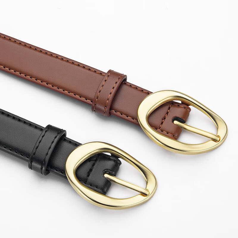 Half-Cigarette Style Women's Fashion Pin Buckle Belt Slim Durable Leather Decorative Skinny Belt for Jeans 17