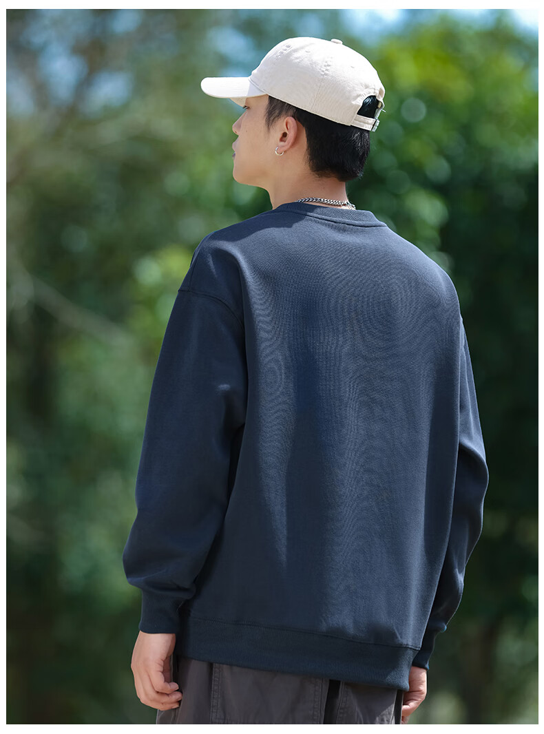 EASTERN CAMEL Men's Autumn Winter Crew Neck Solid Heavyweight Drop Shoulder Long Sleeve Outdoor Pullover Sweatshirt White XL 15