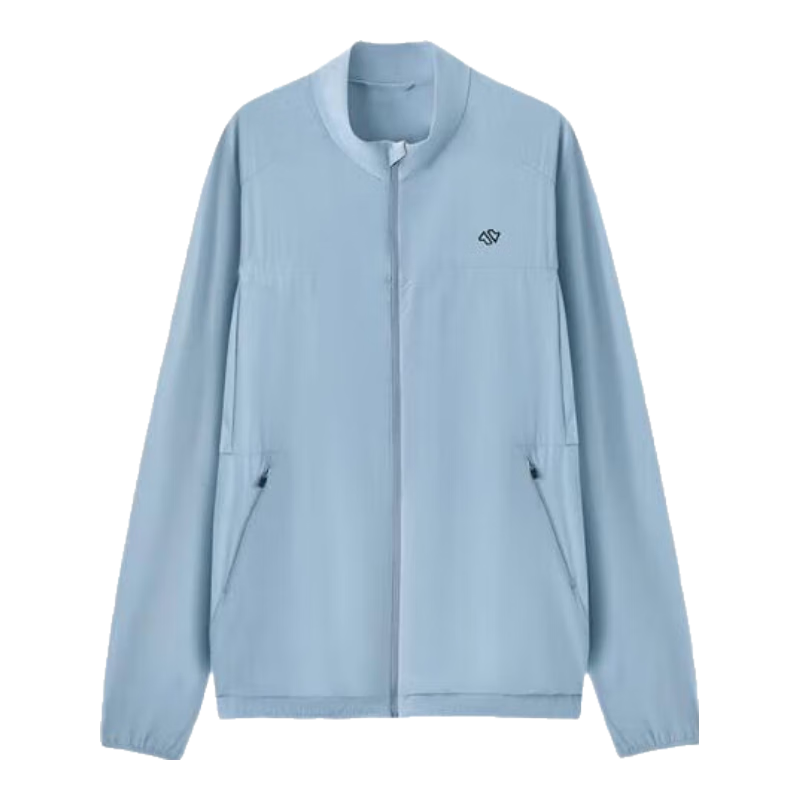 JD Jingzao Men's Sports Jacket Stand Collar Spring Outdoor Running Lightweight Quick-Dry Breathable Top Light Blue 2XL