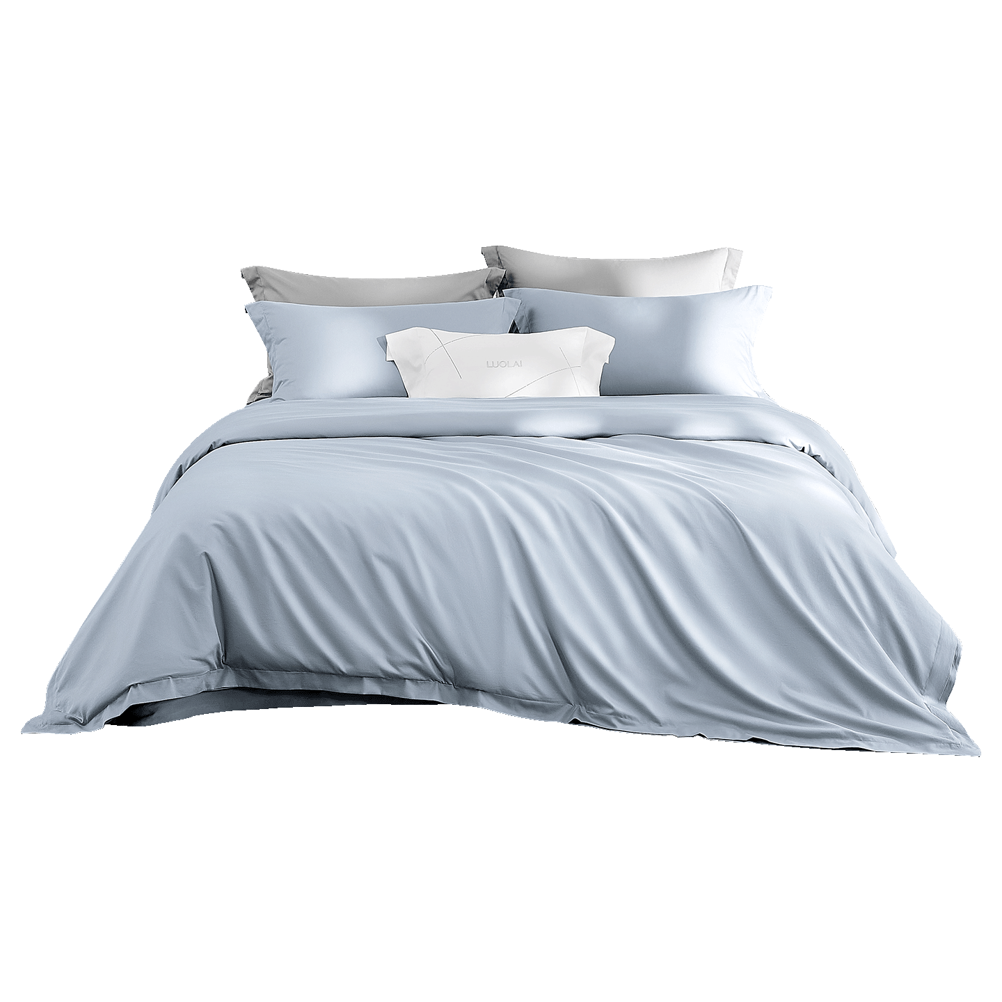 Luolai Home Textiles 60-Thread Count 100% Cotton Bedding Set 4-Piece Light Blue 220x250 cm