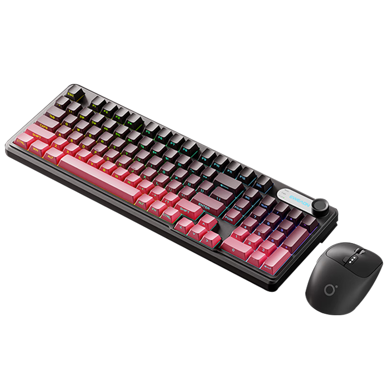 EWEADN V102 Ultra Wireless Keyboard And Mouse Set, Bluetooth Wired Tri-Mode Digital Screen Mechanical Feel Silent Office Membrane Keyboard, 99 Keys, Compatible with Computers, IPad, Laptops