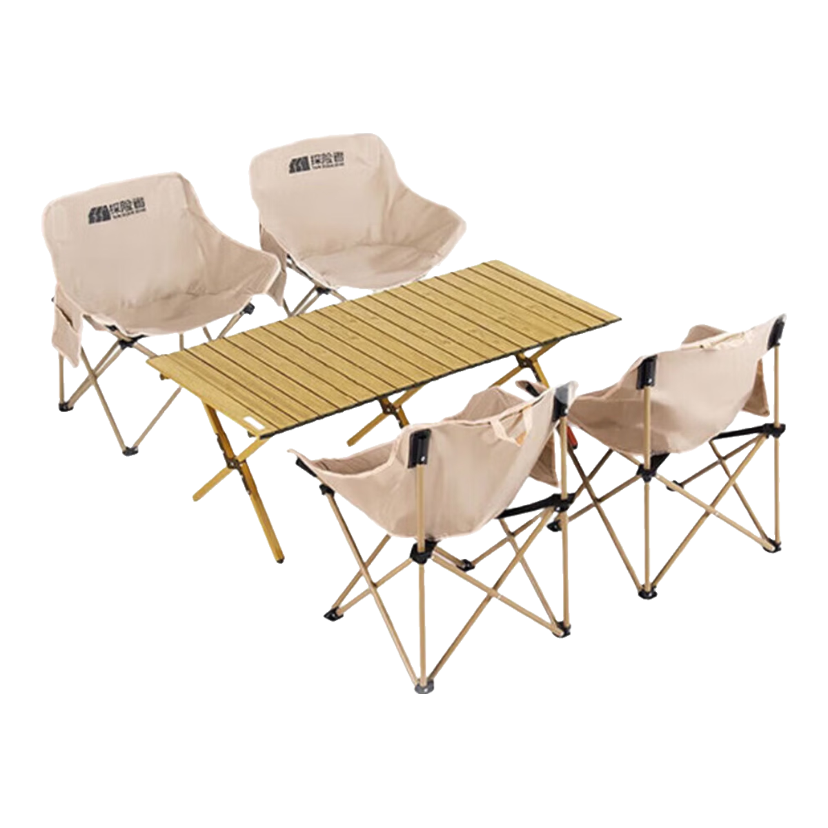 TAN XIAN ZHE Outdoor Folding Table and Chair Set Camping Equipment Full Set Moon Chair Egg Roll Table Portable Storage Home Picnic