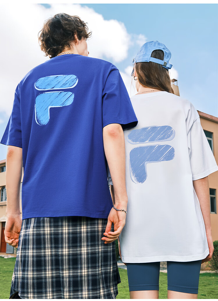 FILA FUSION Fashion Brand Zhang Hao Couple Knit Short Sleeve Shirt 2026 Spring Casual Loose Pure Cotton T-Shirt 30
