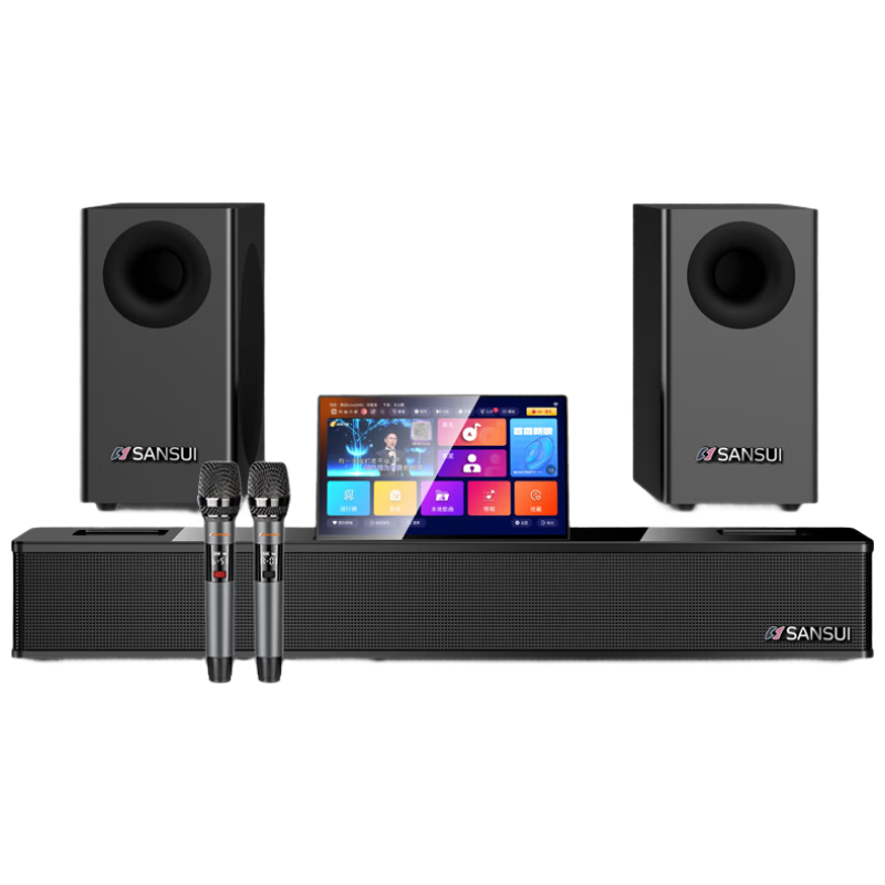 SANSUI DV-95T Home KTV Sound System All-in-One TV Karaoke Machine Soundbar Surround Sound Theater with Song Selection Karaoke Video Speaker Smart Bluetooth Living Room