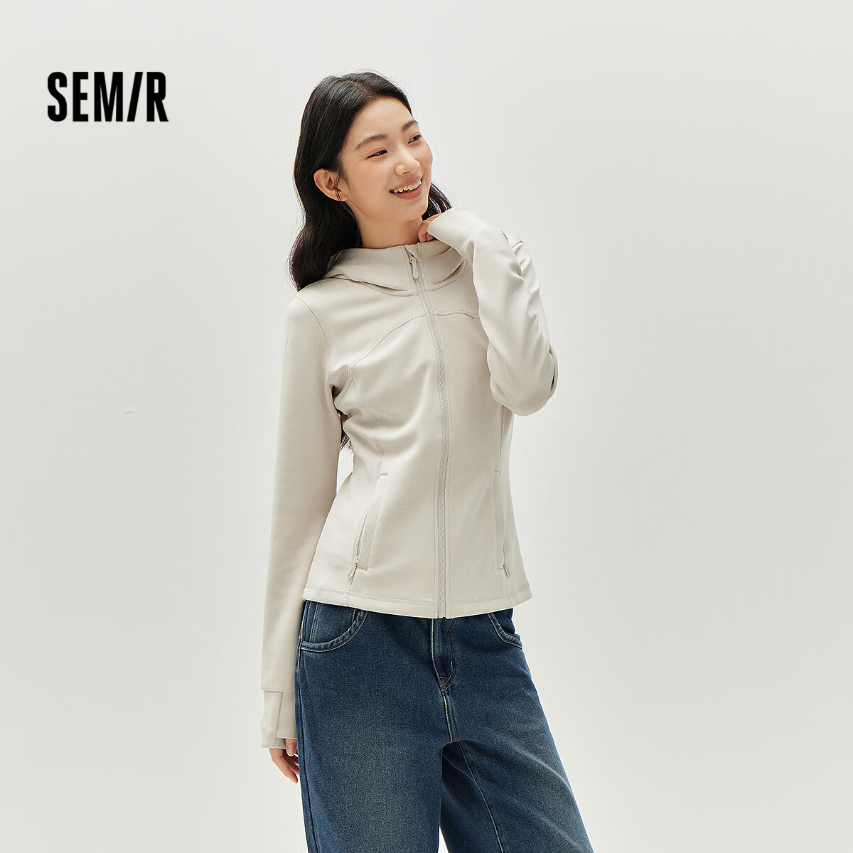 Semir Women's Spring Hooded Slim Fit Shoulder Split Slimming Ins Sports Style Jacket 102125108003