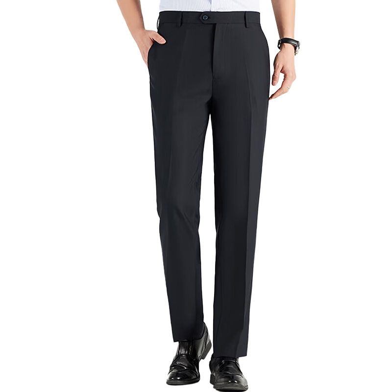 ROMON Men's Four-Season Business Casual Wrinkle-Resistant Dress Pants Black 34
