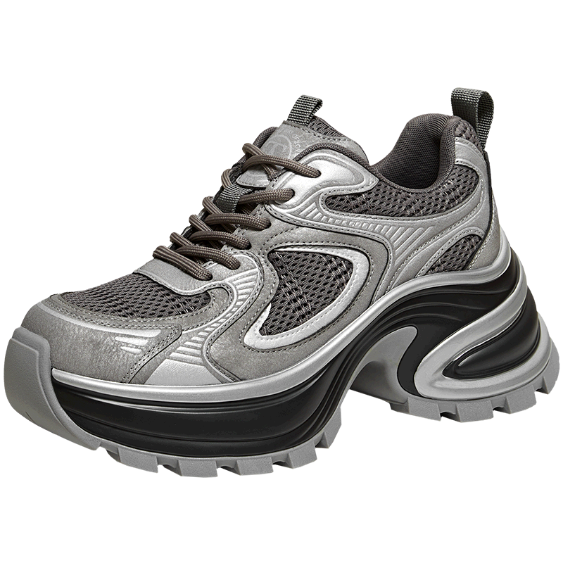TATA 2026 Spring Mall Fashion Casual Versatile Women's Dad Sneakers Gunmetal/Grey (Single Lining) Size 37