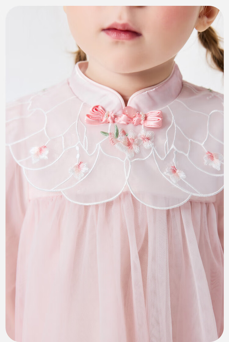 Minibala [Guofeng] Girls Baby Soft Skin-friendly Sweet Mesh Embroidered Dress 2026 Spring 10