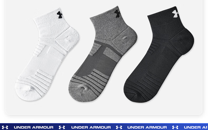 Under Armour Socks [3 Pairs] Basketball and Badminton Sports Socks for Men and Women, Running Mid-Length Anti-Odor Thickened Terry Cotton Socks 20