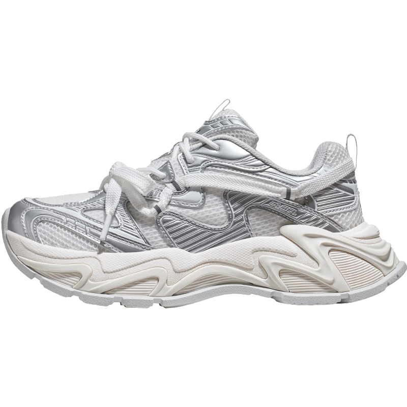 CAMEL Galaxy Sports Women's Thick-Soled Breathable Casual Dad Sneakers X25B30L4036 Silver/White Size 36