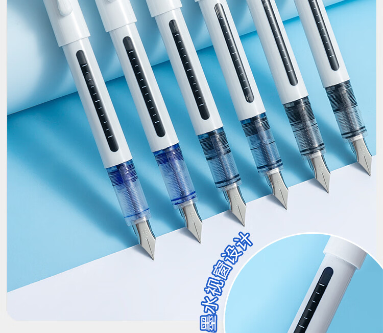 JD Jingzao Direct Liquid Cartridge-Free Fountain Pen EF Nib 0.38mm Blue 6-Pack for 3rd-6th Grade Elementary Students Calligraphy Practice 8