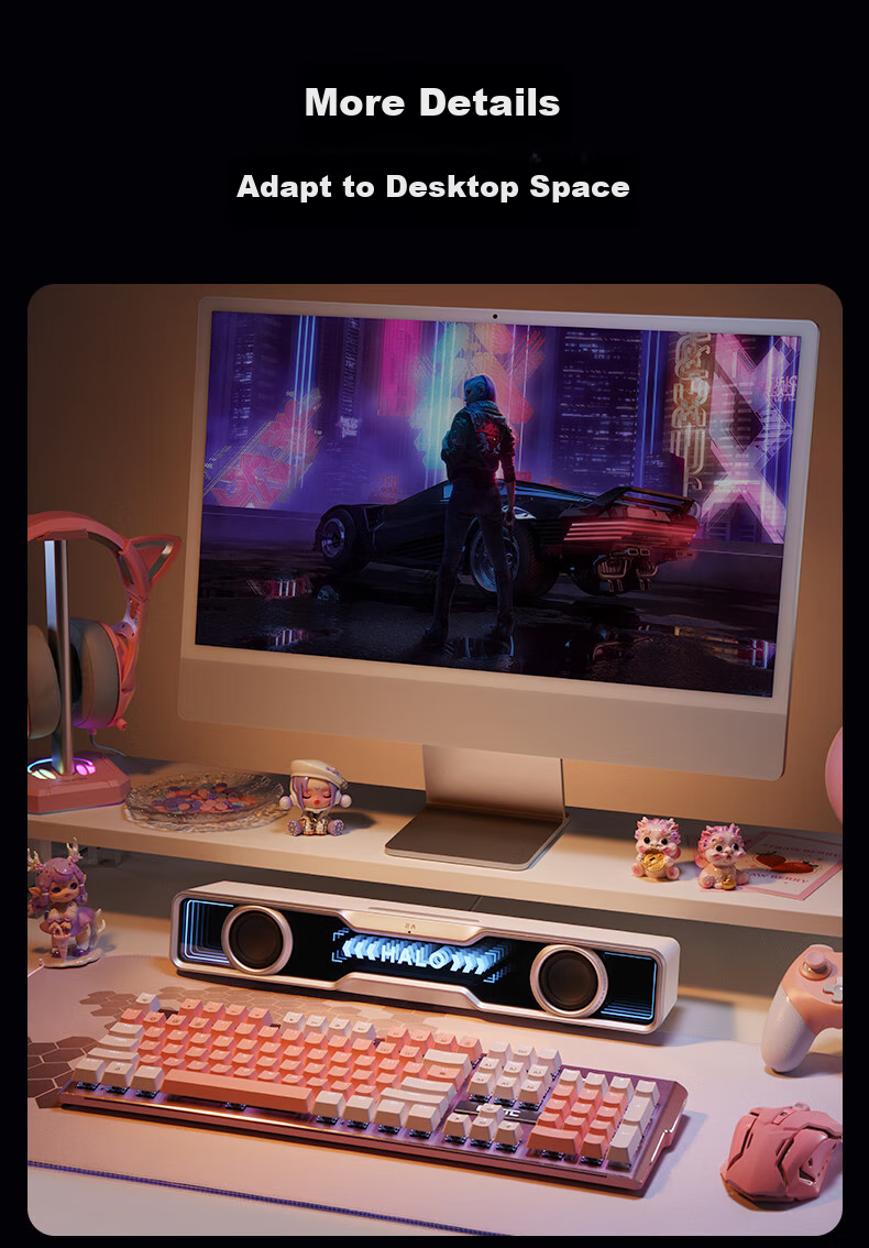 EDIFIER Halo SoundBar Desktop Bluetooth Speaker, High-Fidelity Computer Gaming Speaker, RGB Lighting Effects, Dawn White 14