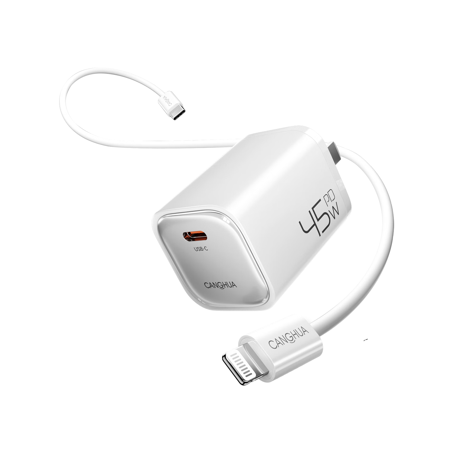 CangHua 45W GaN Charger with PD20W/27W Type-C Fast Charging Head for Apple iPhone 14/13 Pro Max/12/11/X/8, 1.5m Cable Set