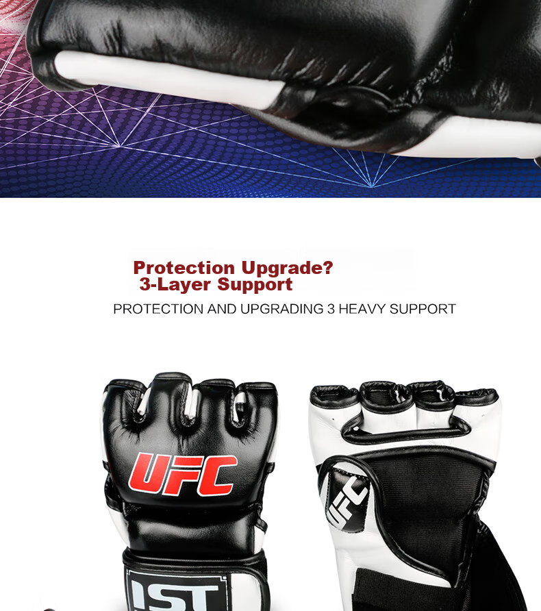 LASTSTAND Fingerless Boxing Gloves, Sanda UFC Gloves, Training MMA Boxing Gloves, Black And White, Size L 5