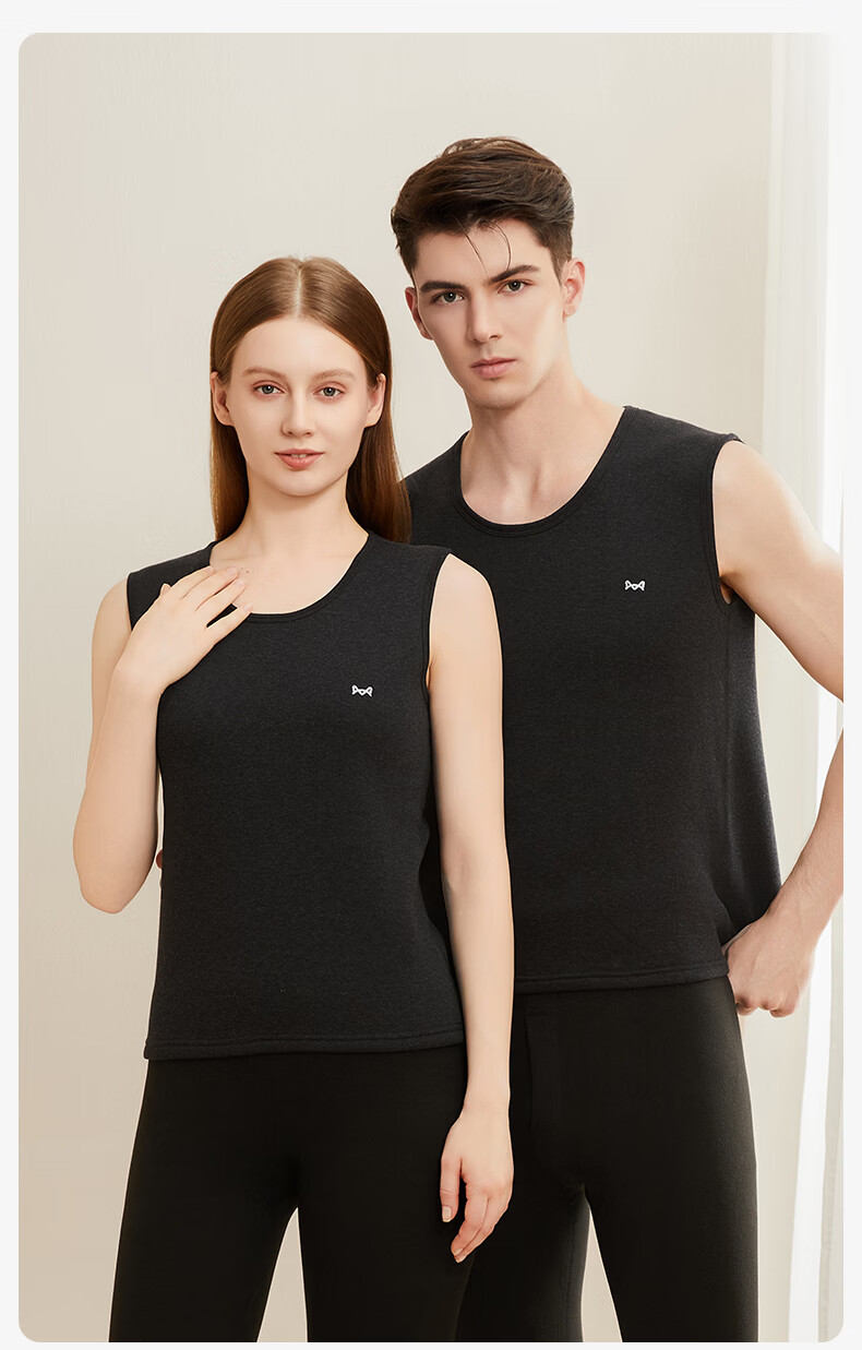 MiiOW [Fleece-Lined Thick Cashmere] Men's Thermal Vest, Sleeveless Undershirt, Tank Top, Vest, Underwear for Women, Autumn And Winter 16