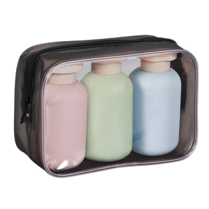 VIPY Travel Portable Shampoo and Body Wash Dispenser Bottles, Press Pump Empty Bottles for Toiletries, Travel Refill Bottles, Set of 3