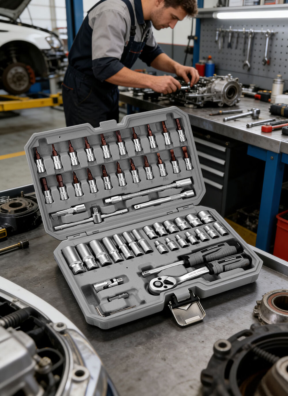 JERXUN Ratchet Socket Wrench Set Auto Repair Tools Mini Ratchet Wrench Motorcycle Road Torque Wrench Toolbox Kit 2