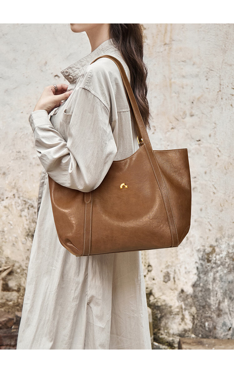 Nalandu [Celebrity Style] New Large Capacity Cowhide Tote Bag Commuter Birthday Gift 5