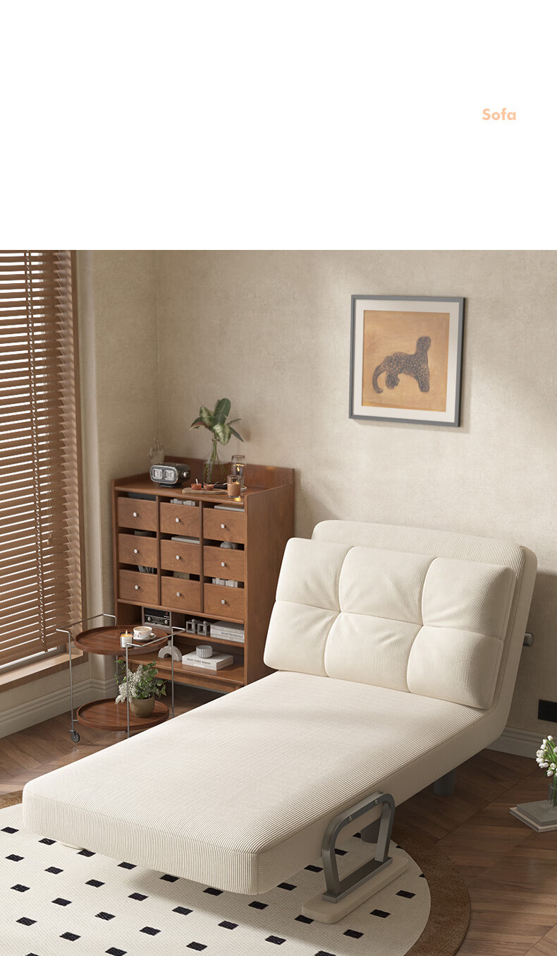 Warner New Sofa Bed Small Apartment Dual-Use Single Sofa Chair Office Nap Folding Bed S371 Gray 80 3