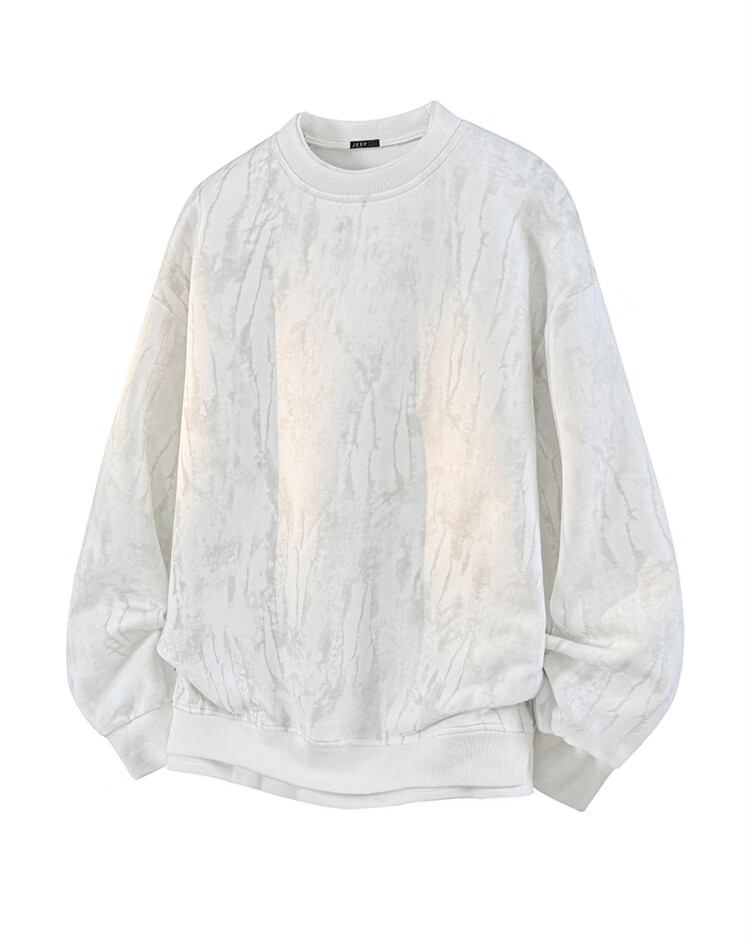JEEP SPIRIT Men's Spring Loose Fit Casual Two-in-One Tie-Dye Long Sleeve Sweatshirt Black 2XL 2