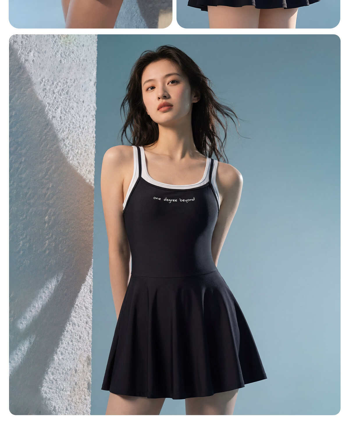 361° Women's One-Piece Skirted Swimsuit Slimming Black Dress 2026 New Luxury Vacation Hot Spring Swimwear 16