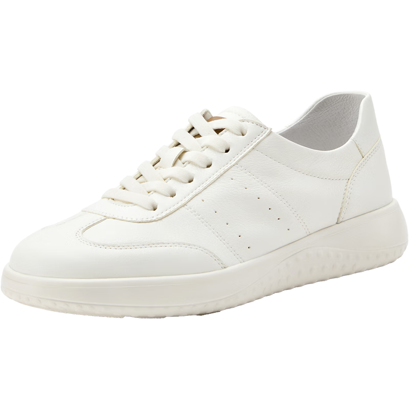 Bata Patented Antibacterial Soft Elastic Cowhide White Sneakers for Women Spring 2026 New Classic Commuter Flats WRVQ1AM6