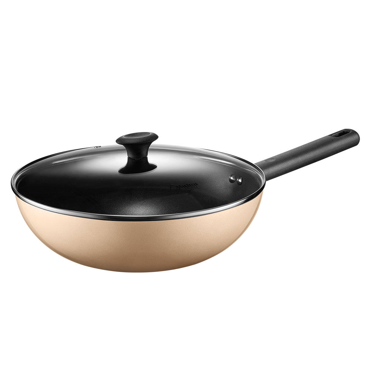 Midea Non-Stick Wok Multi-Functional Household Stir-Fry Pan Flat Bottom Frying Pan Gas Stove Induction Cooker Compatible Low Oil Smoke