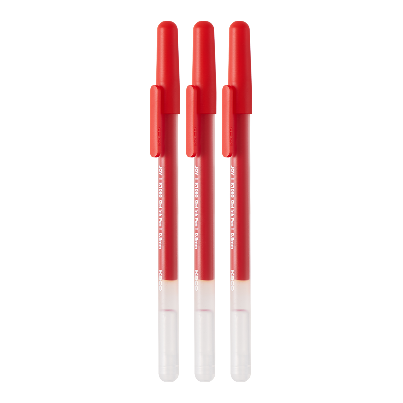 KACO JOY Yuehao 0.5mm Red Gel Pen 3-Pack Quick-Dry Waterproof Fade-Resistant for Homework Exam Note-Taking