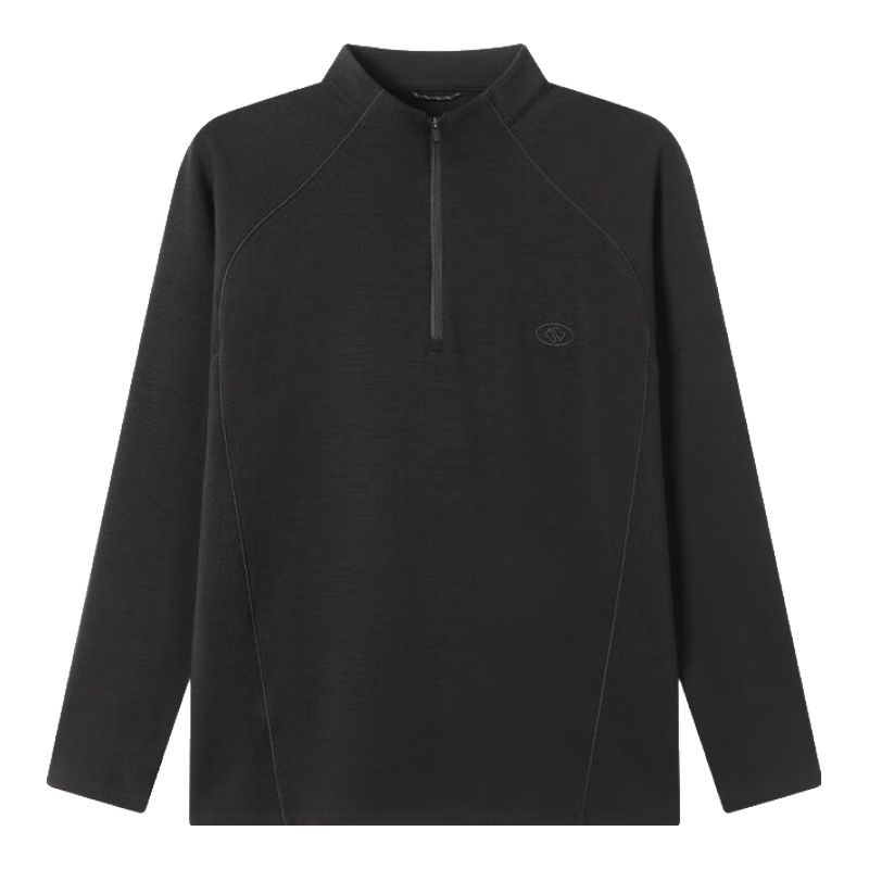 JD Jingzao 25 Autumn Winter Men's Merino Wool Fleece Lined T-Shirt Warm Sweat-Absorbing Odor-Resistant Sports Long Sleeve Black 2XL