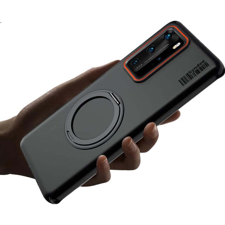 Чехол-накладка Baozou для Huawei P40 Pro, противоударный, с магнитным кольцом-подставкой, матовый, белый