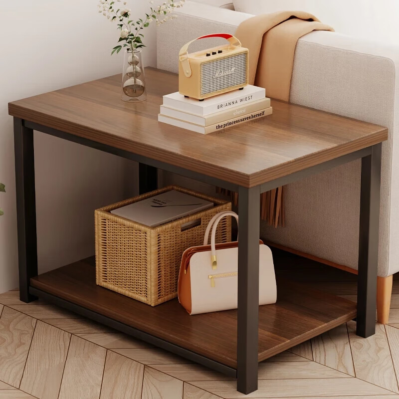 Zhuobo Coffee Table Living Room Side Table Tea Table Tea Cabinet Storage Shelf Bedside Table CJ11 Walnut Color 60*40cm