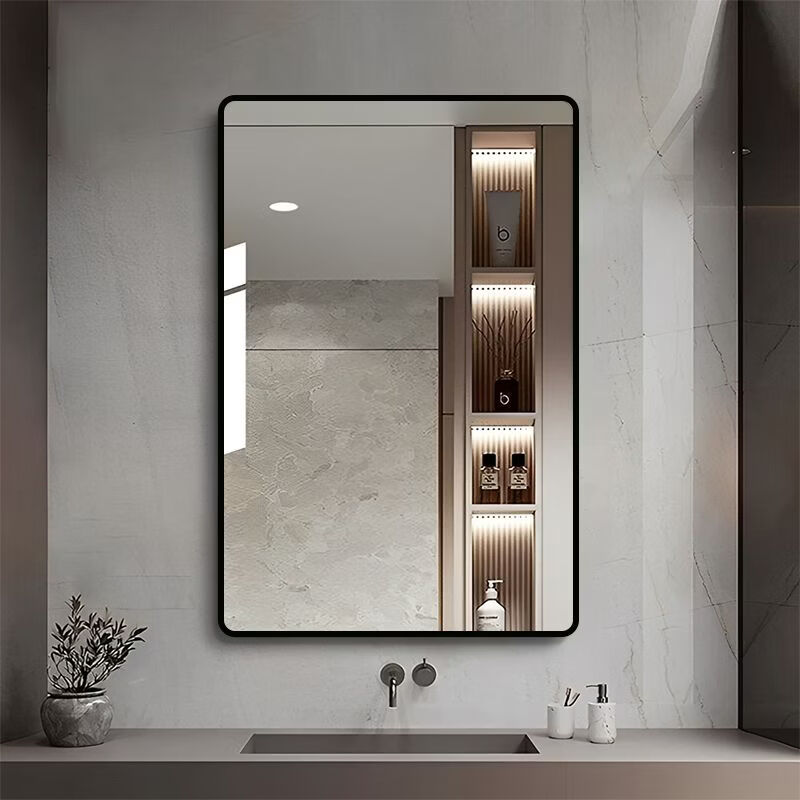 Menghuating Self-Adhesive Wall Mirror for Bathroom Vanity Makeup Hanging Wall-Mounted Toilet Dressing Mirror No Drilling Bathroom Mirror