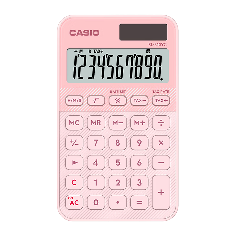 CASIO Portable Office Calculator Dual Power Desktop 10-Digit Large Screen Solar Slim SL-310YC Macaron Pink