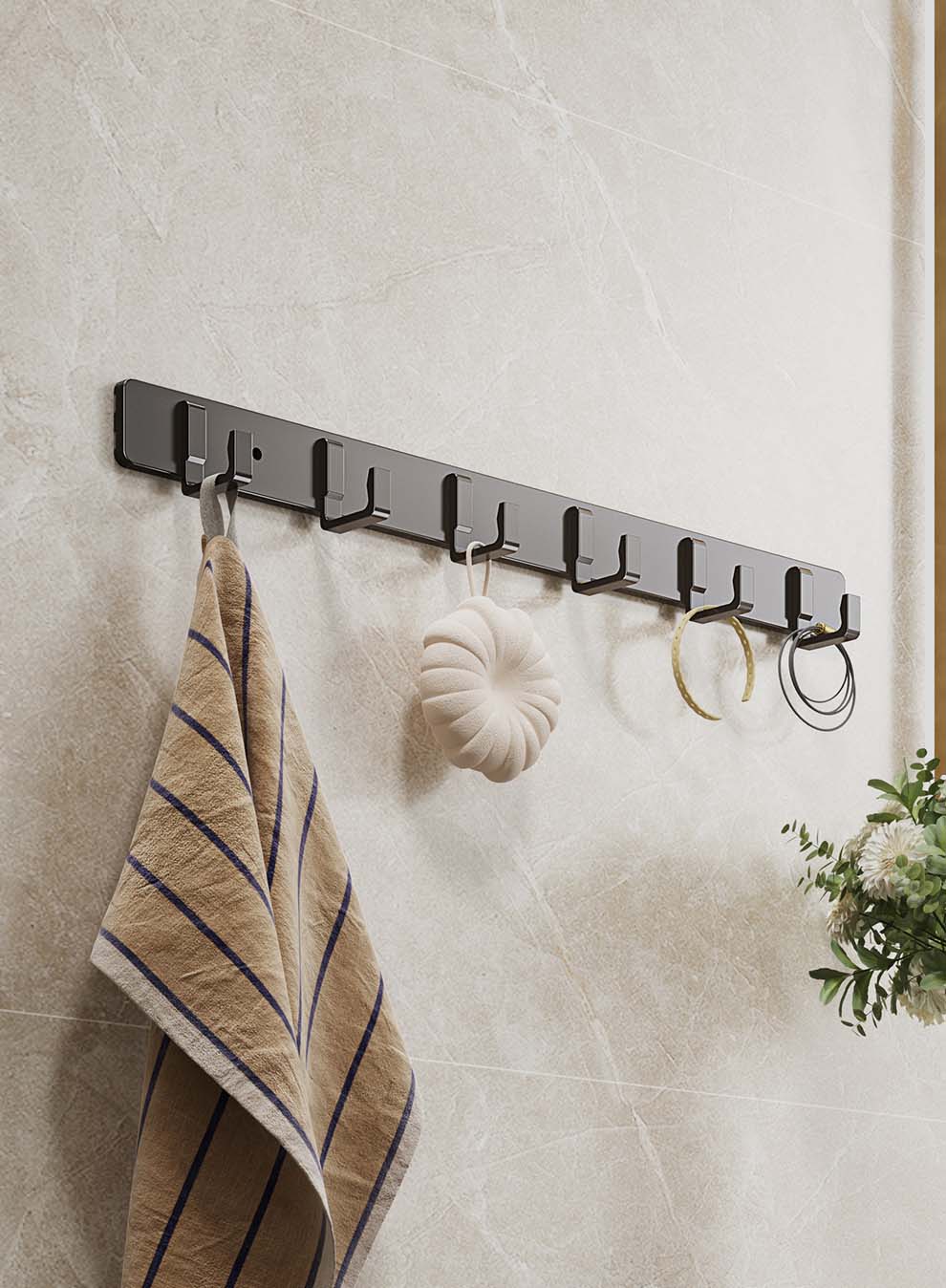 MICOE Space Aluminum No-Drill Bathroom Adhesive Hook Strong Towel and Clothes Hanging Hook for Door and Wall 7