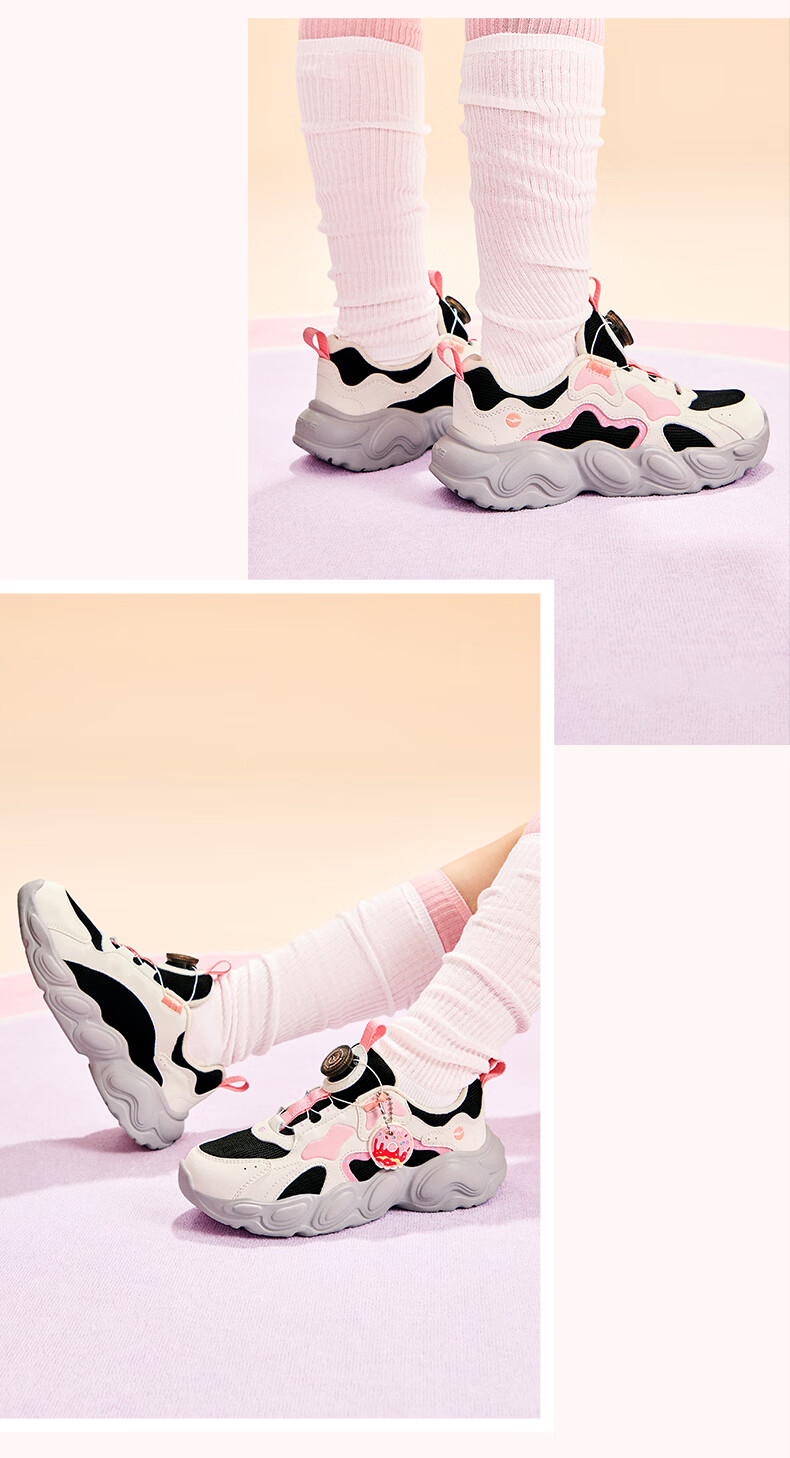 ERKE Kids Casual Shoes Boys and Girls Mesh Sports Shoes with Knob Closure Sea Shell Pink/Microcrystalline White Size 33 16