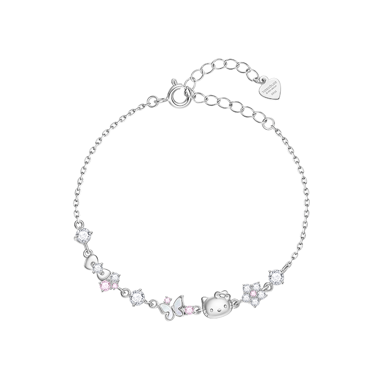 Chao Se Hui Sanrio Hello Kitty Butterfly Sterling Silver Bracelet Girls Birthday Gift Luxury Gift for Women 6223