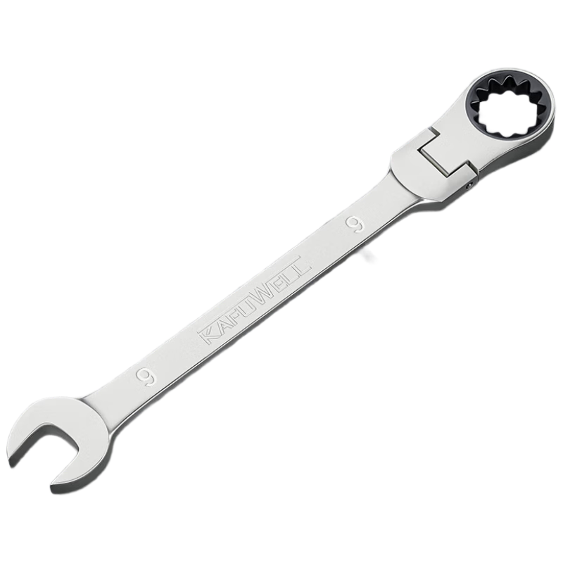 Kafwell Ratchet Wrench Adjustable Quick Effort-Saving Open-End and Box-End Combination Wrench 9mm WR5109H