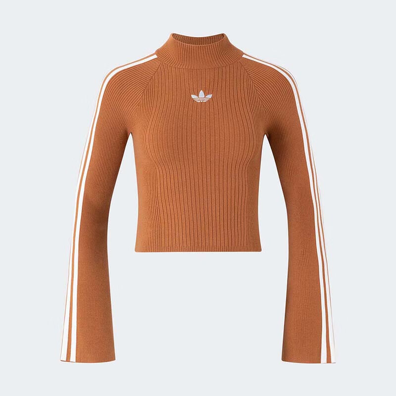 Adidas Originals Women's PRN Turtle Neck Knit Sweatshirt JI7059 Brown L