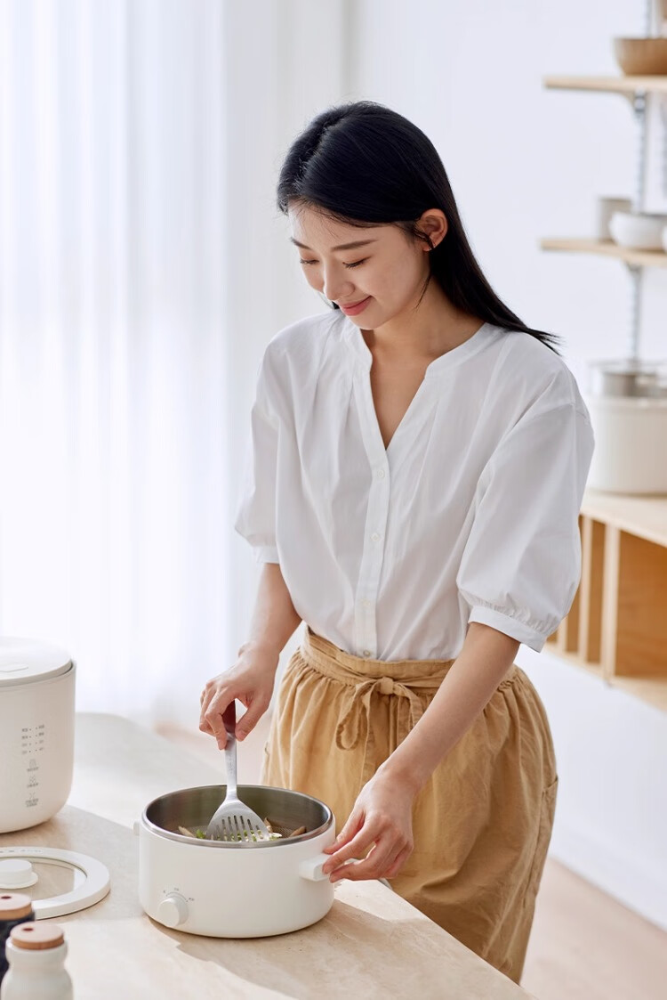 Olayks Instant Electric Cooking Pot 304 Stainless Steel Integrated Multifunctional 2L Household Dormitory Single-Person Electric Hot Pot Electric Heating Pot 4