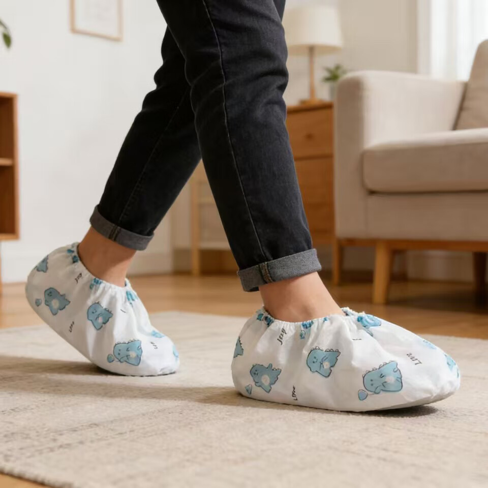 Jtrip Non-Woven Disposable Anti-Slip Dustproof Breathable Indoor Thickened Shoe Covers Dinosaur Anti-Slip Shoe Covers 50 Pieces 2