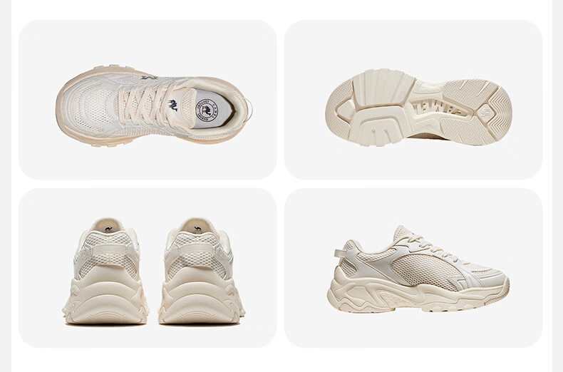 CAMEL Galaxy 3rd Generation Women's Sports Breathable Casual Thick-Soled Dad Shoes K26BX5L3024 Off-White/Light Beige Size 38 18