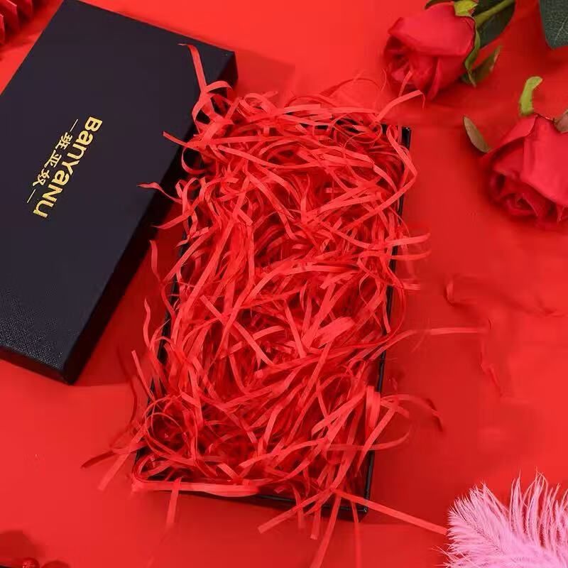 Yan Yu Ji Rafia Grass Filler Romantic Red 100g Gift Box Decoration for Girlfriend Birthday 4
