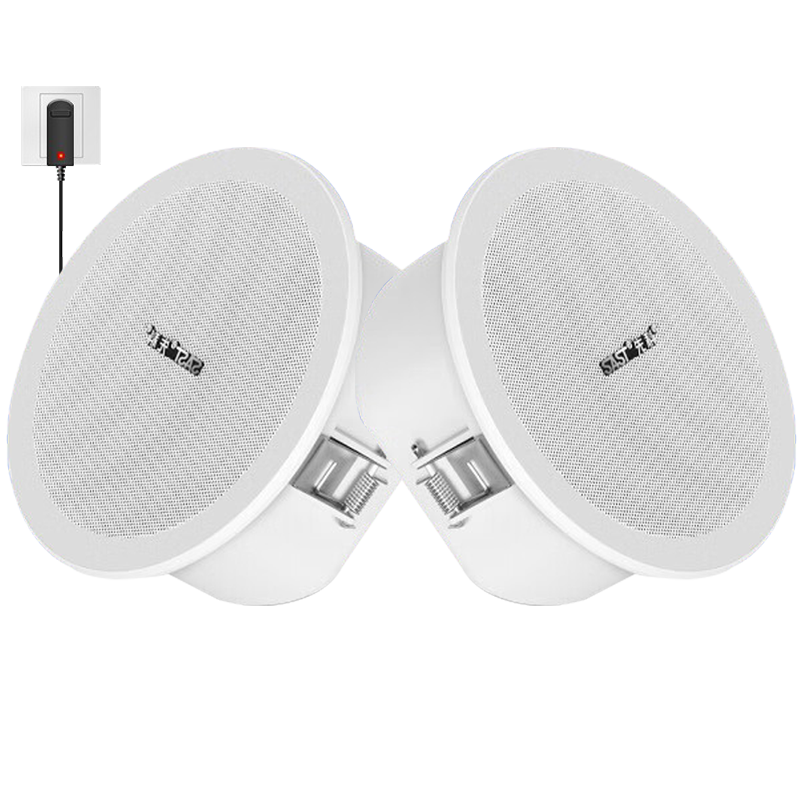 SAST 20W Wireless Bluetooth Ceiling Speaker Set with Built-In Amplifier, Indoor Background Music Speaker, Home Living Room Combination Conference Store Broadcast System Speaker, One-To