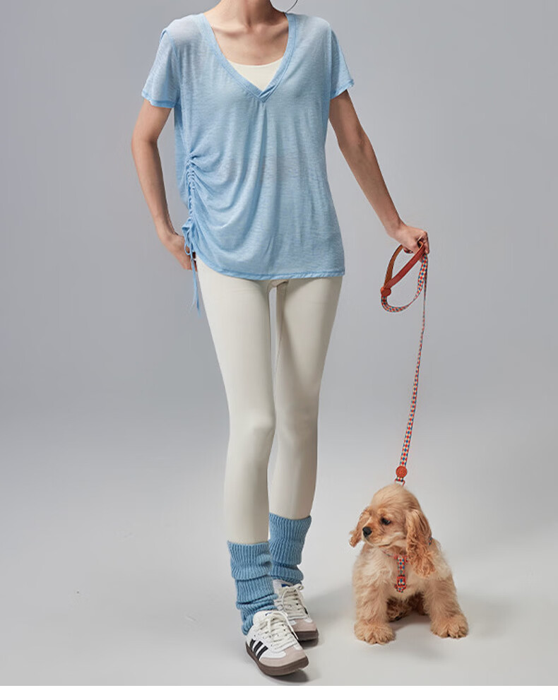 Free Style Women's Summer Sports Pullover Quick-Dry Loose Breathable Drawstring Short Sleeve Pilates Yoga Top for Running and Fitness 17