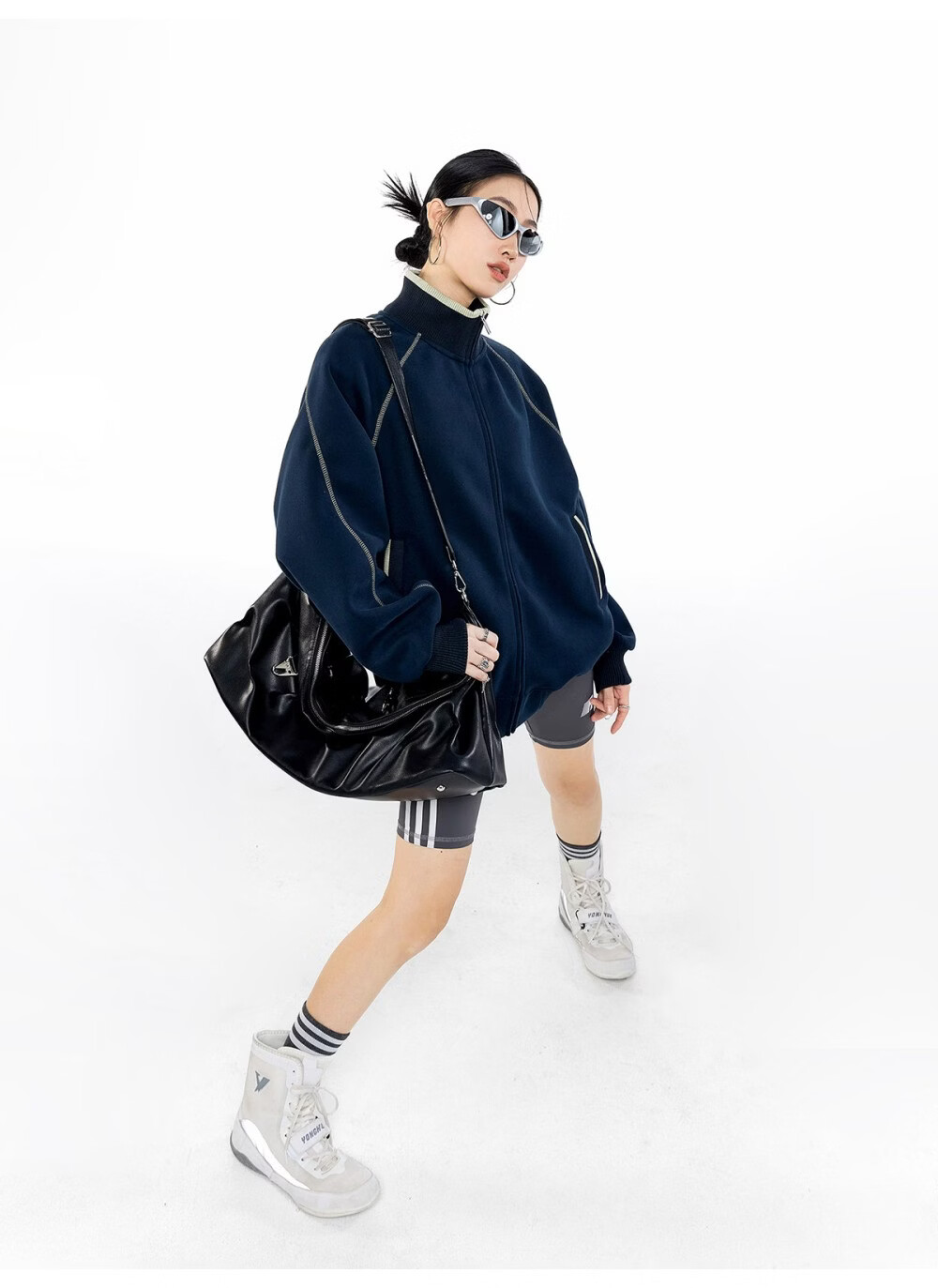ICH MODE American Style Hassel Corduroy Sports Jacket Women 2026 Spring New Loose Cardigan Sweatshirt Zipper Top Dark Gray XL 35
