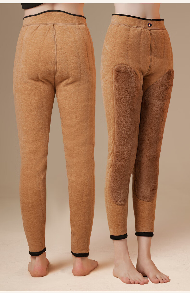Miiow Men's Thermal Pants with Camel Hair Filling, Thickened Fleece-Lined Cotton Pants, Extra Warm Anti-Cold Thick Knit Pants for Couples, Autumn Winter 14